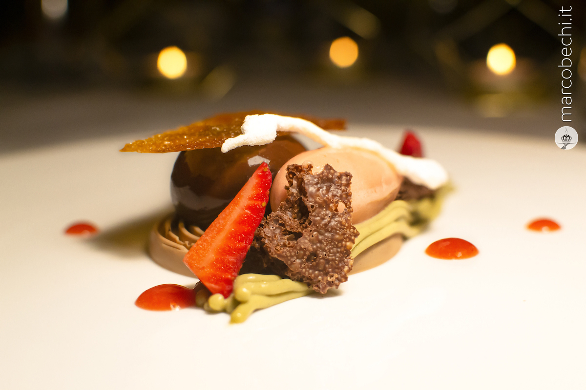 Fragola, gianduia e pistacchio