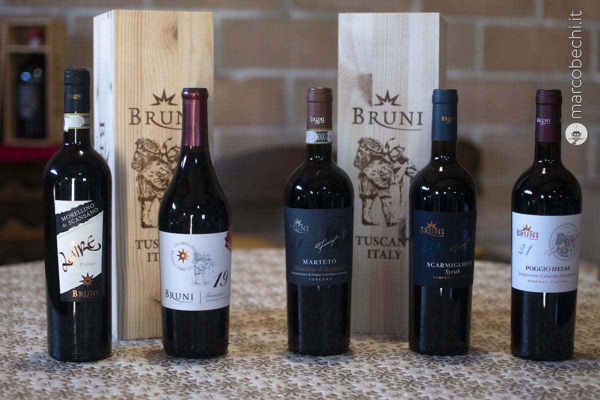 La gamma dei vini rossi di Bruni